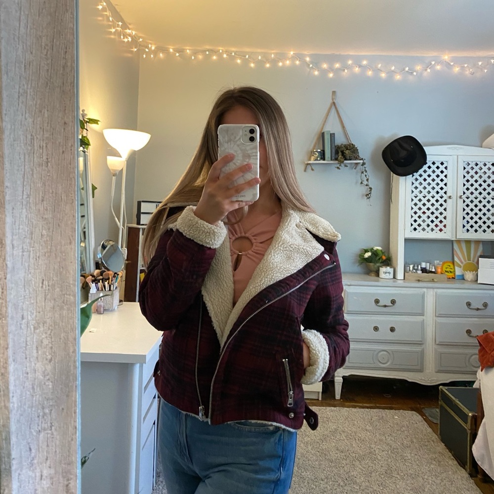 American Eagle Plaid Moto Jacket